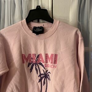 Alla Berman pink Miami Beach crewneck sweatshirt with rhinestone Women’s Small